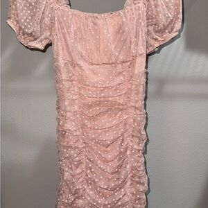 Chic Polka Dot Ruched Mini Dress